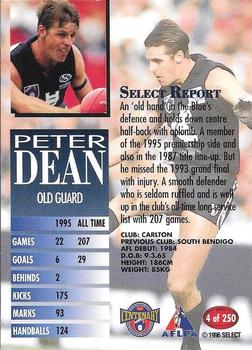 1996 Select AFL #4 Peter Dean Back